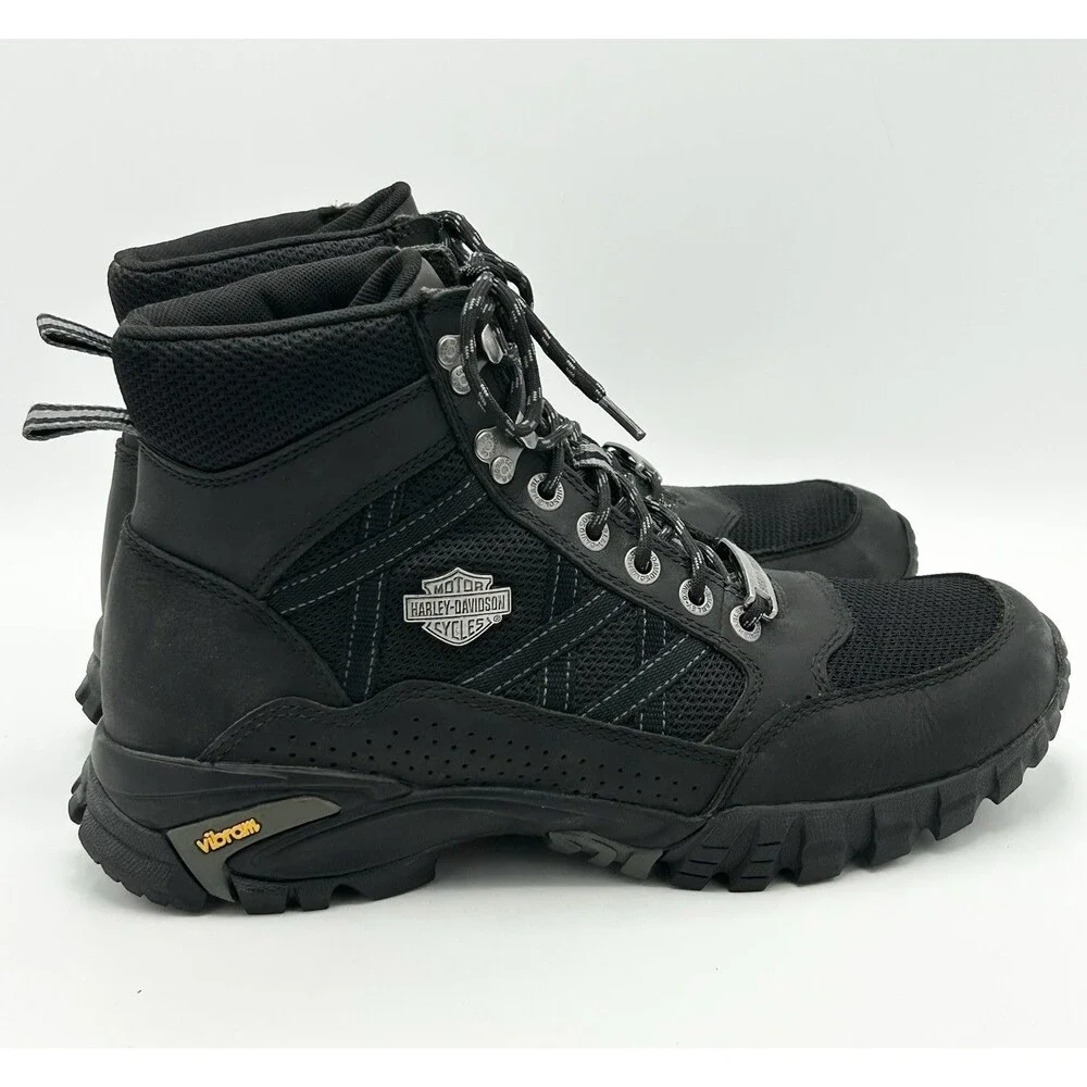 Harley-Davidson Men’s Stark 5" Lace Black Leather Motorcycle Boots 10M D96158 - Picture 1 of 7
